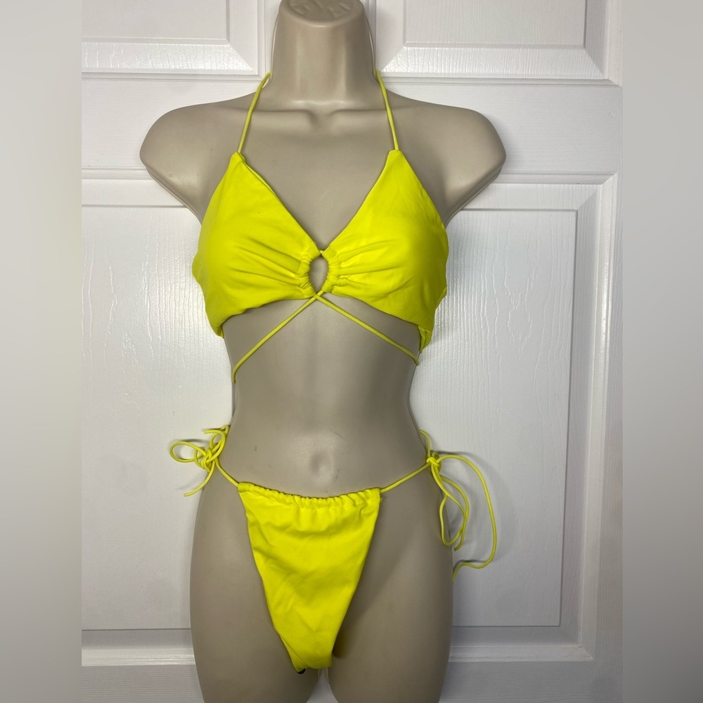 Basic Bxxch Neon Yellow 2Pc Bikini Nwt Large - Picture 2 of 5
